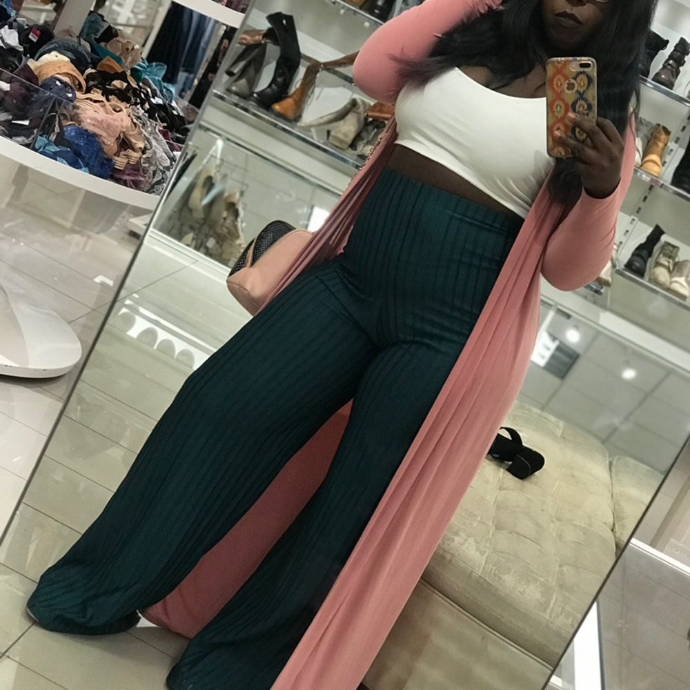 Emerald green mesh trousers